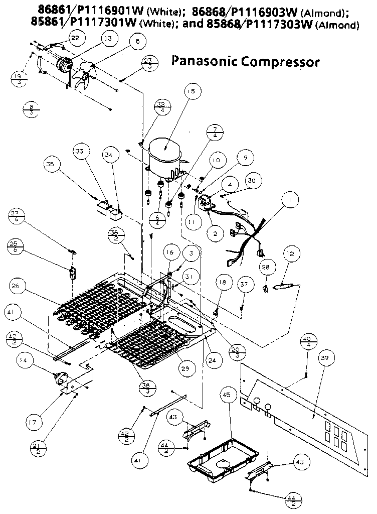 Amana 86868-P1116904W unit parts- panasonic compressor diagram
