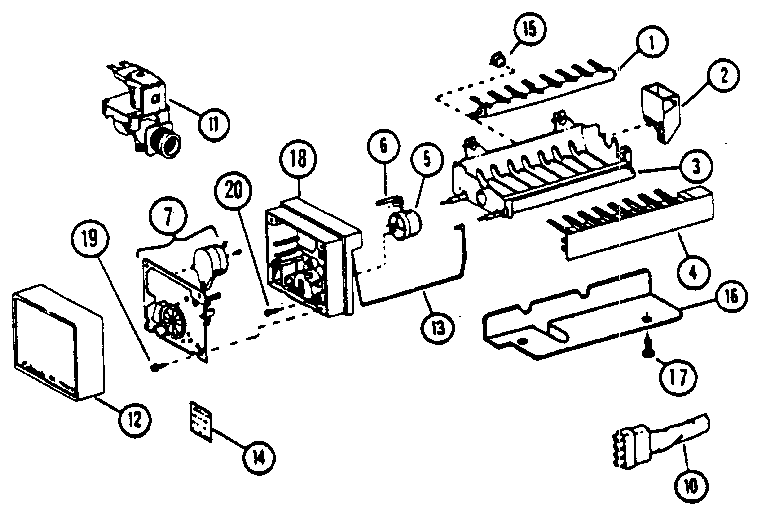 Amana 86868-P1116904W 8 cube compact ice maker diagram