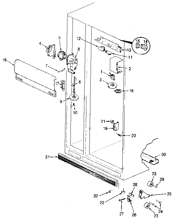 Jenn-Air JRS203B/MBQ01A fresh food compartment diagram