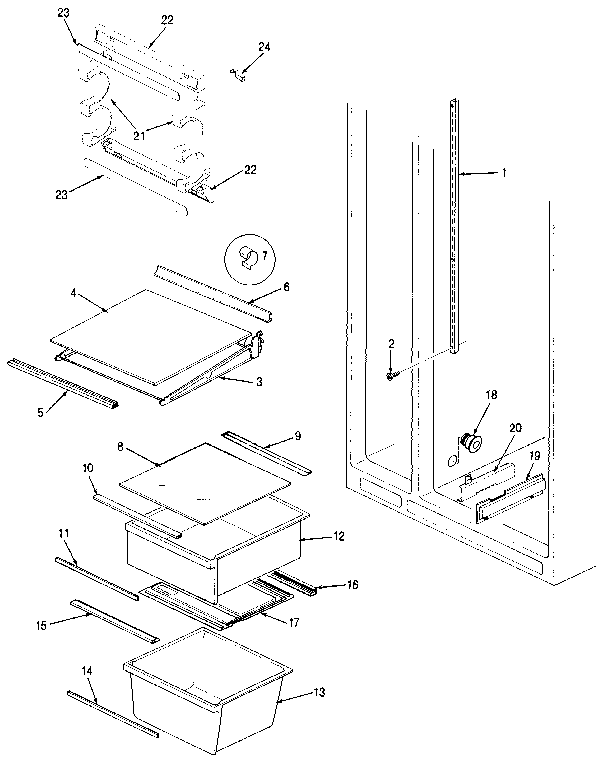 Jenn-Air JRS203B/MBQ01A shelves & accessories diagram
