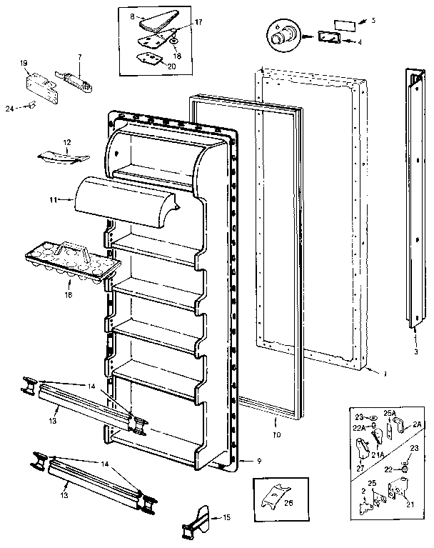 Jenn-Air JRS203B/MBQ01A fresh food door diagram