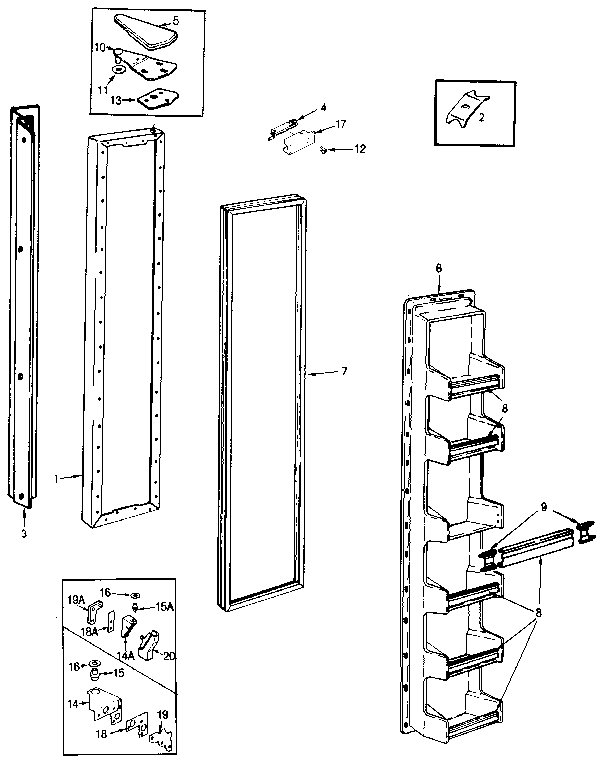 Jenn-Air JRS203B/MBQ01A freezer door diagram