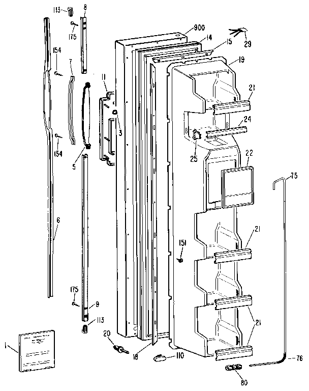 Kenmore 3639522611 freezer door diagram