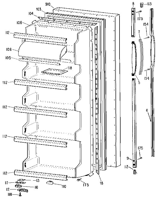 Kenmore 3639522611 fresh food door diagram