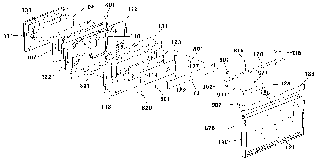 Kenmore 9114132990 upper door section diagram