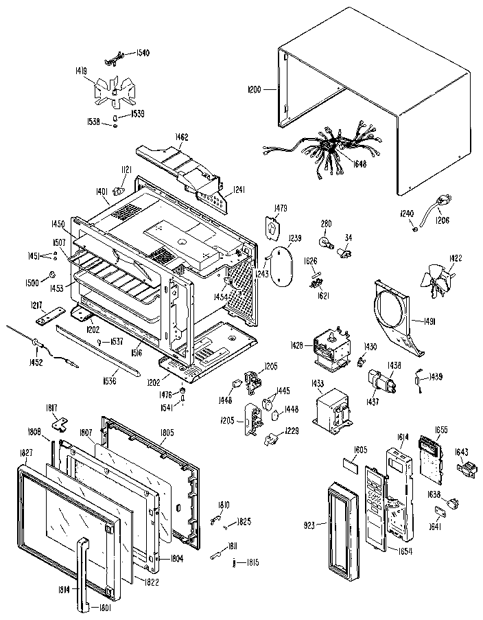 GE JE1453WH01 microwave parts diagram