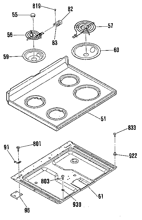 Kenmore 9116018913 main top section diagram