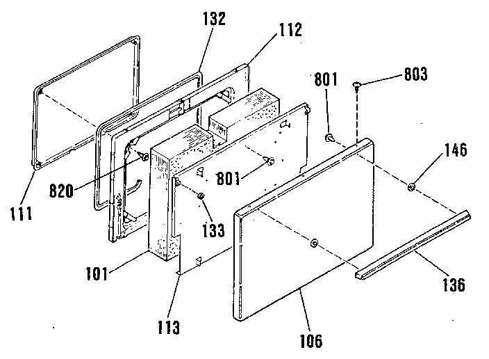 Kenmore 9116018913 oven door section diagram