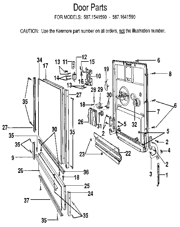Kenmore 5871641590 door diagram