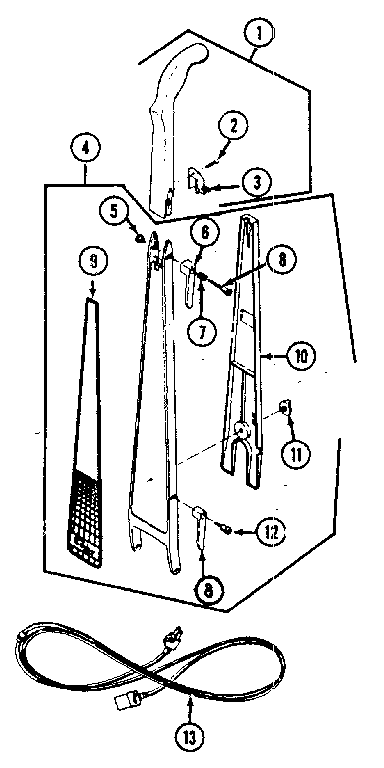 Kirby 2HD handle and cord diagram