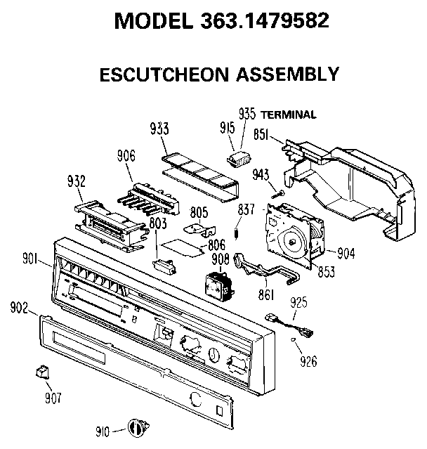 Kenmore 3631479582 escutcheon diagram