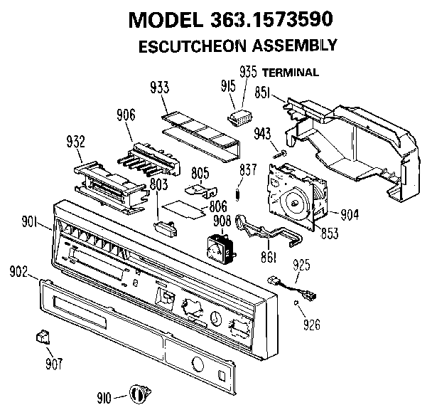 Kenmore 3631573590 escutcheon assembly diagram