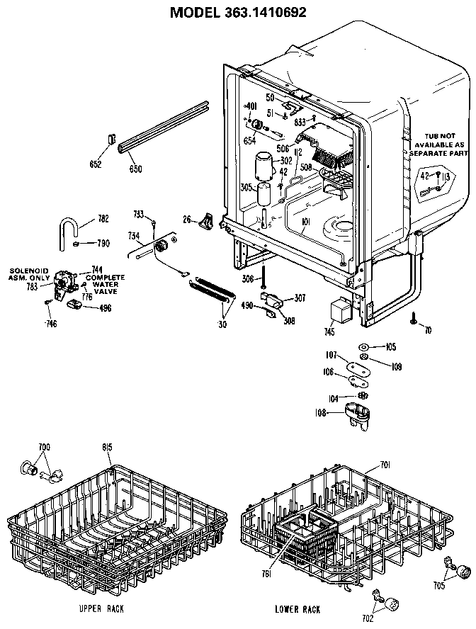 Kenmore 3631410692 cabinet diagram