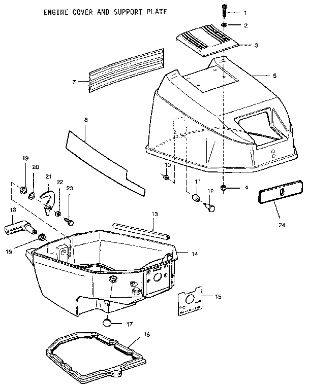 Craftsman 225581504 engine cover and support plate diagram