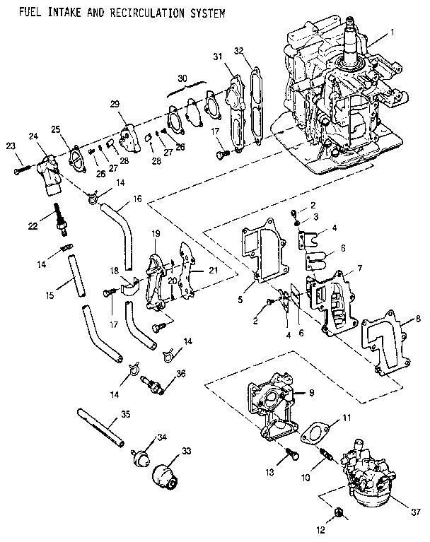 Craftsman 225581504 fuel intake and recirculation system diagram