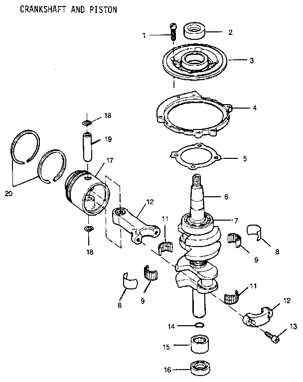 Craftsman 225581504 crankshaft and piston diagram