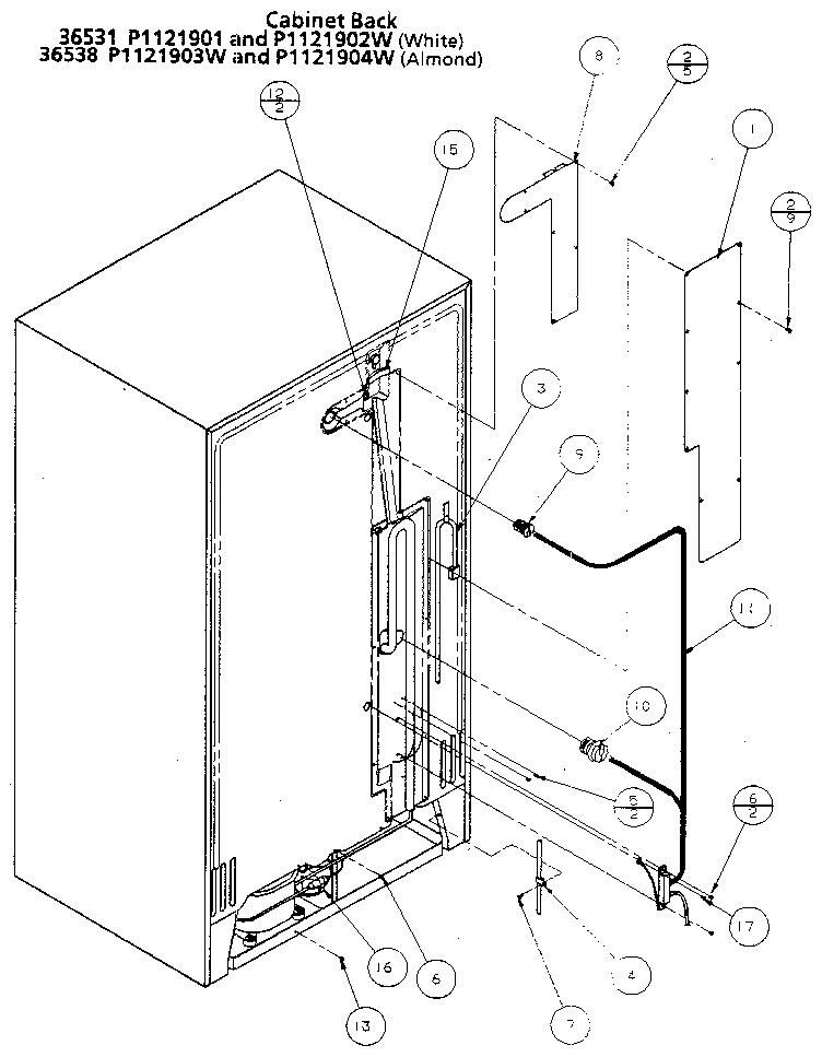 Amana 36538-P1121903W cabinet back diagram