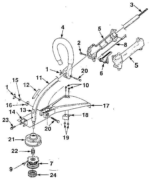 Homelite ST285 drive shaft and cutter head diagram