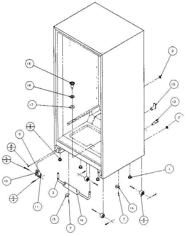 Amana 86061-P1125512W cabinet bottom and back diagram