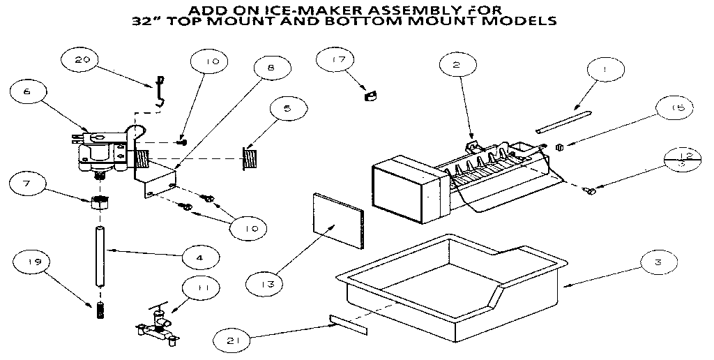 Amana 86061-P1125512W add on ice-maker assembly diagram
