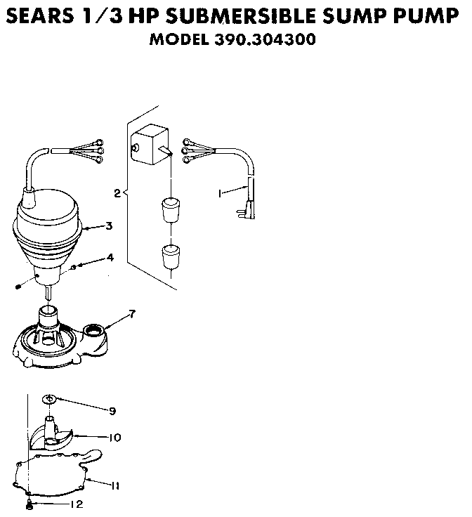 Craftsman 390304300 sears 1/3 hp submersible sump pump diagram