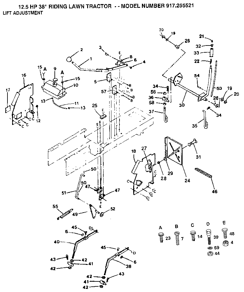 Craftsman 917255521 lift adjustment diagram