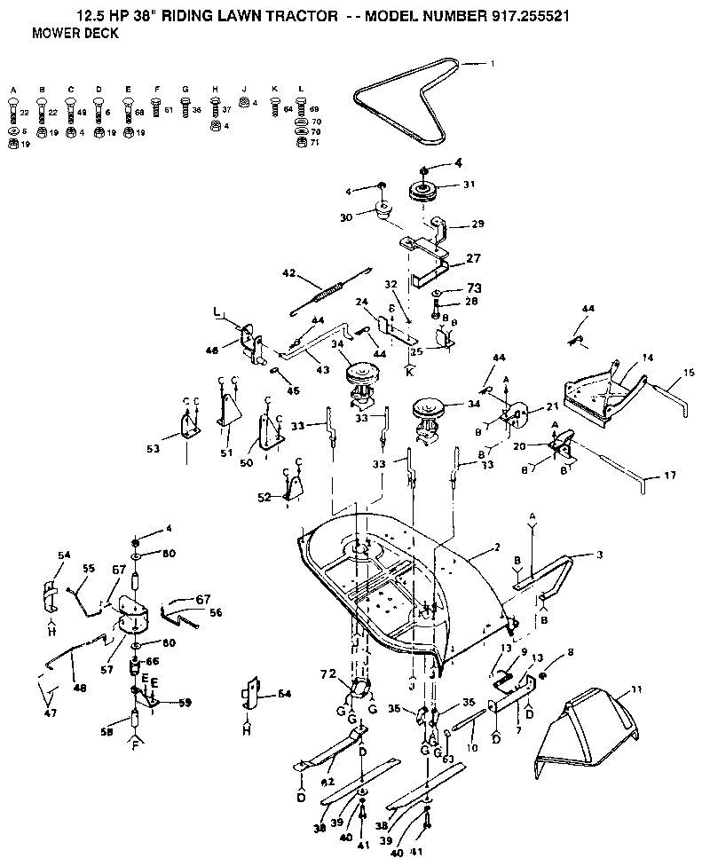 Craftsman 917255521 mower deck diagram