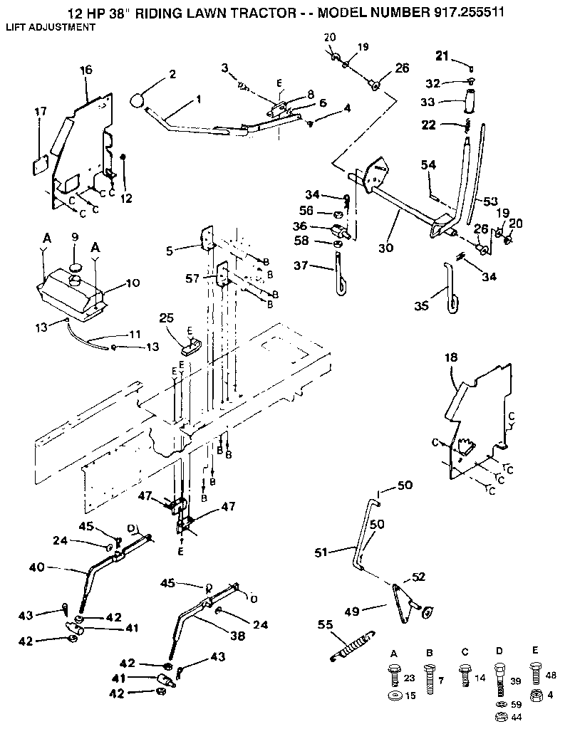 Craftsman 917255511 lift adjustment diagram