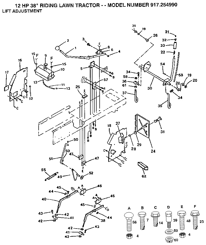 Craftsman 917254990 lift adjustment diagram