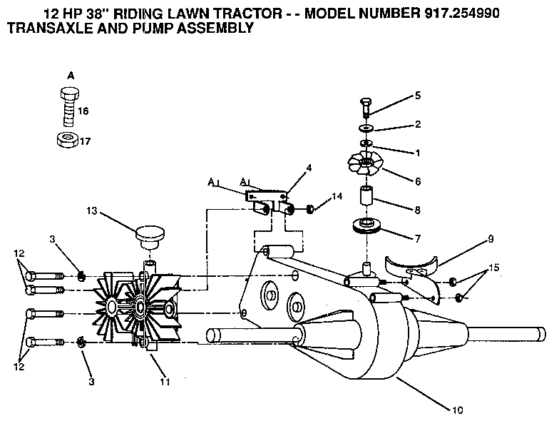 Craftsman 917254990 transaxle and pump assembly diagram