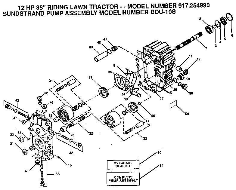 Craftsman 917254990 sundstrand pump assy model no. bdu-10s diagram