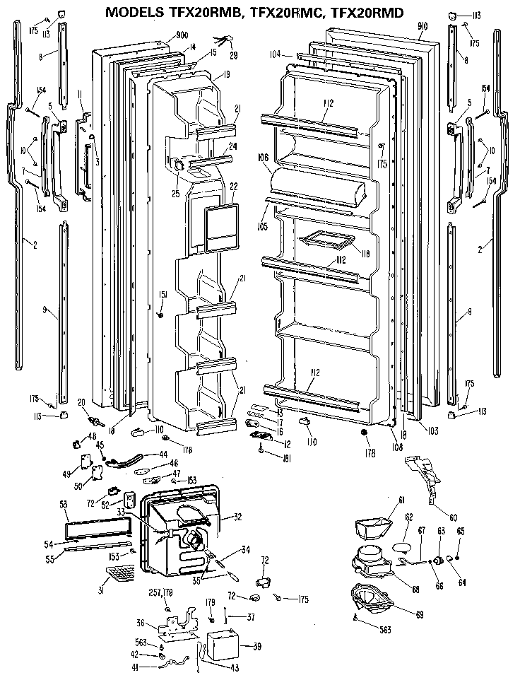GE TFX20RMD models tfx20rmb, tfx20rmc, tfx20rmd diagram