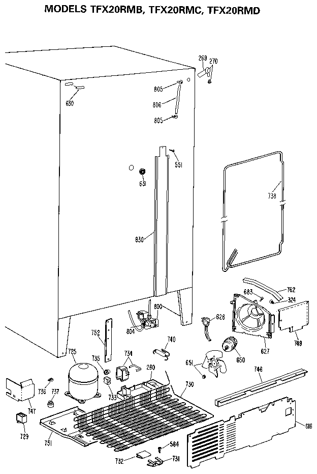 GE TFX20RMD models tfx20rmb, tfx20rmc, tfx20rmd diagram