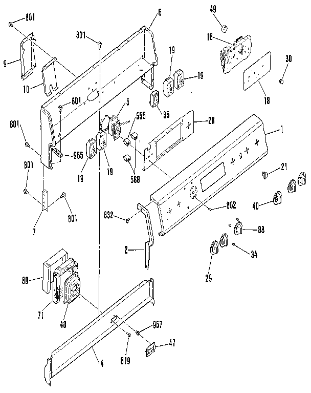 Kenmore 3639562990 backguard section diagram