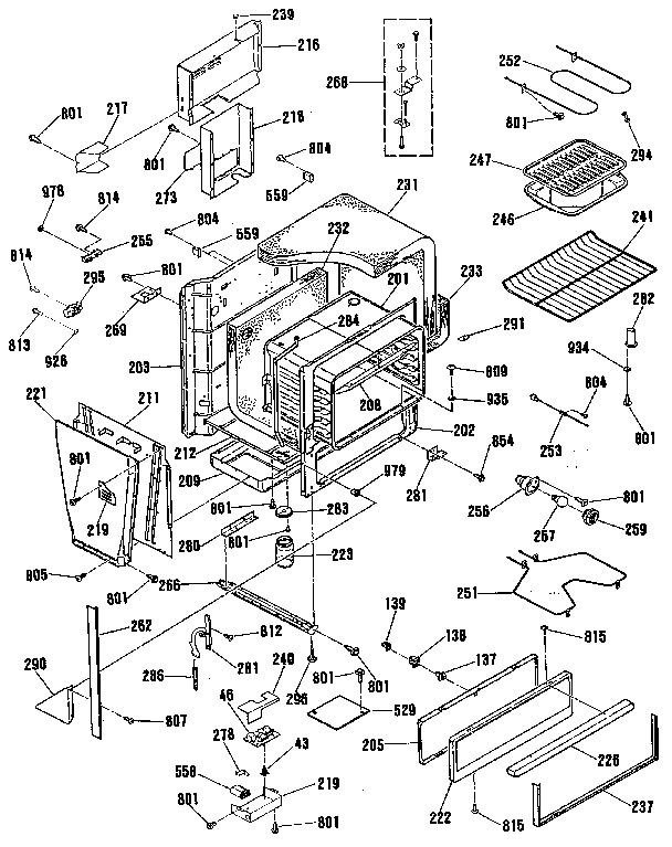 Kenmore 9114698818 oven body section diagram
