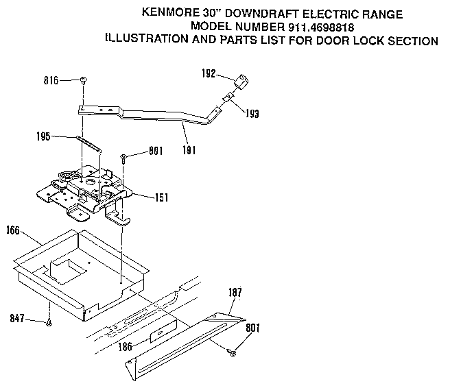 Kenmore 9114698818 door lock section diagram
