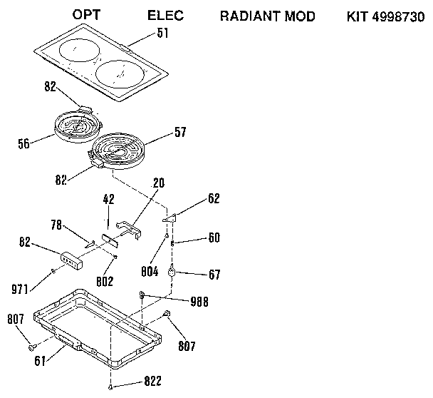 Kenmore 9114698818 opt elec radiant mod kit 4998730 diagram