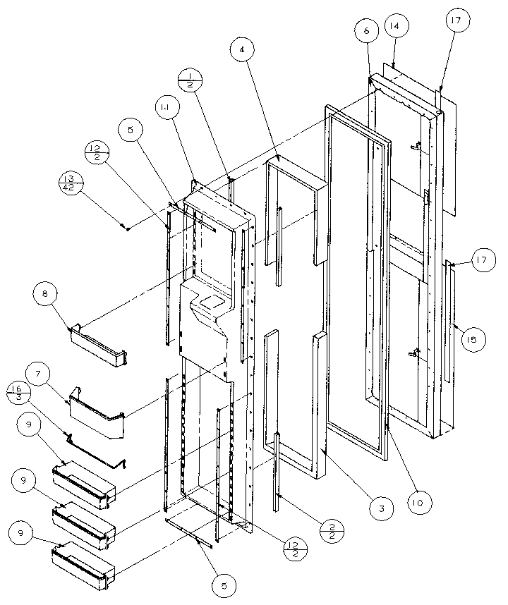 Amana 36511-P1121603W freezer door diagram