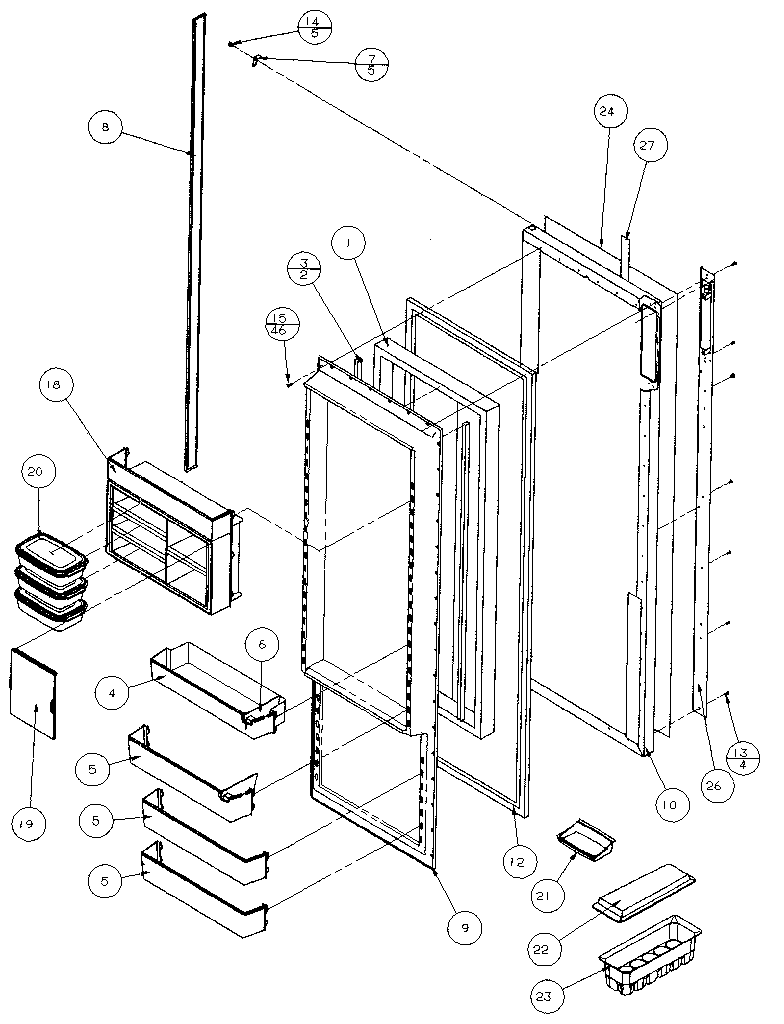 Amana 36511-P1121603W refrigerator door diagram