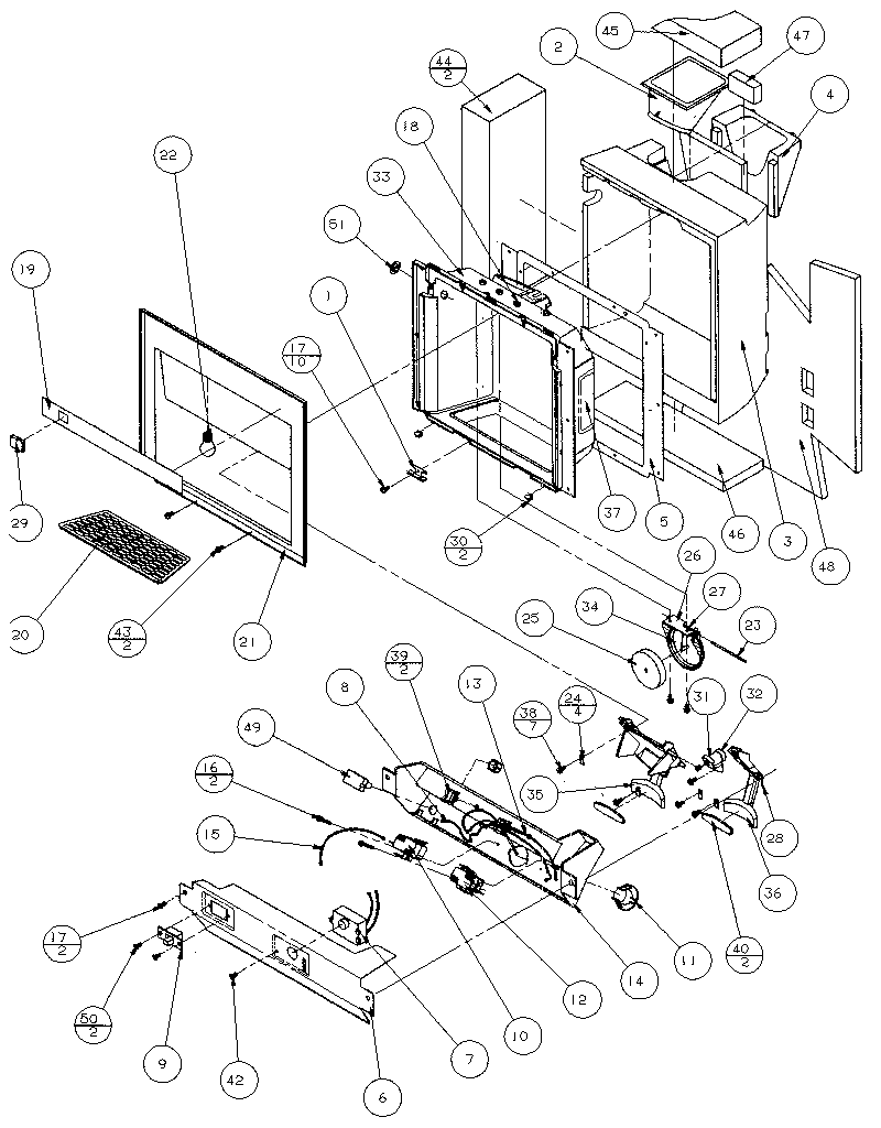 Amana 36511-P1121603W ice and water cavity diagram