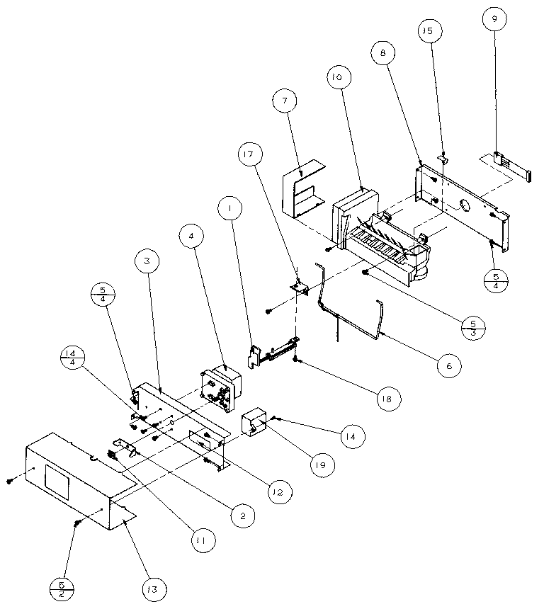 Amana 36511-P1121603W ice bucket and ice maker diagram