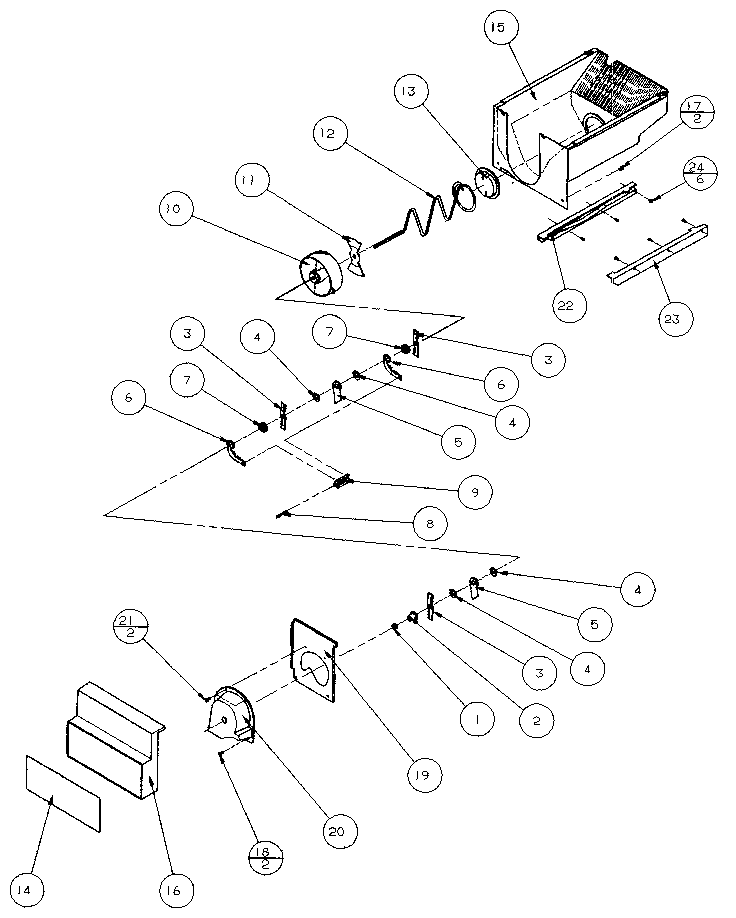 Amana 36511-P1121603W crushed ice bucket diagram