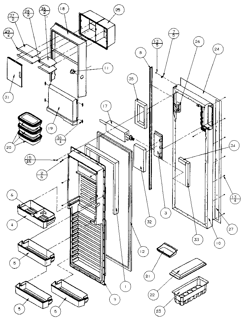 Amana 36795-P1152603W refrigerator door diagram