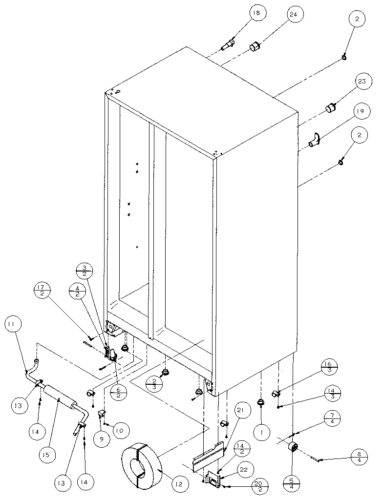 Amana 36795-P1152603W drain and rollers diagram