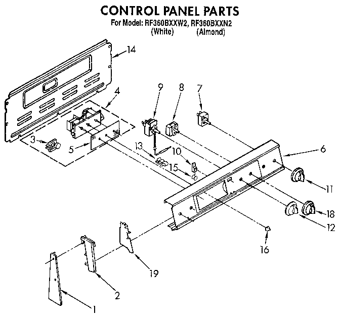 Whirlpool RF360BXXN2 control panel diagram