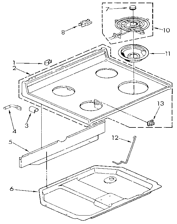Whirlpool RF302BXXG1 cooktop diagram