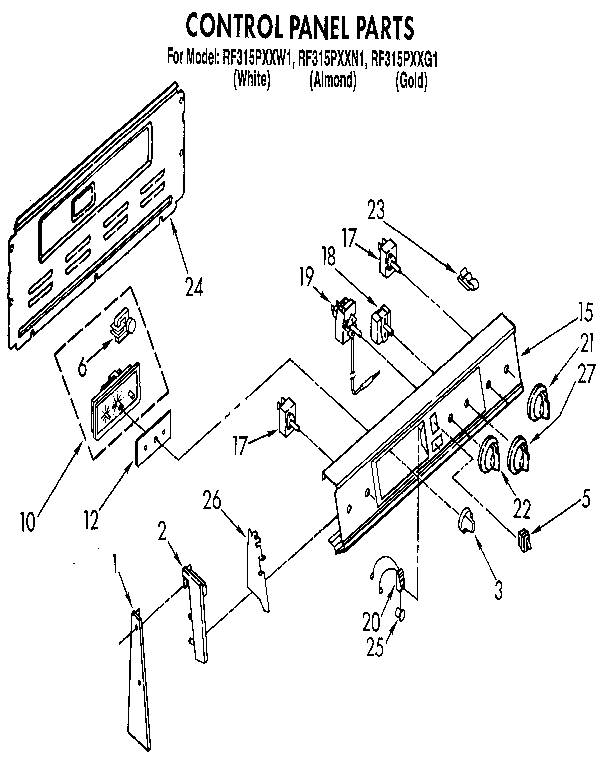 Whirlpool RF315PXXN1 control panel diagram