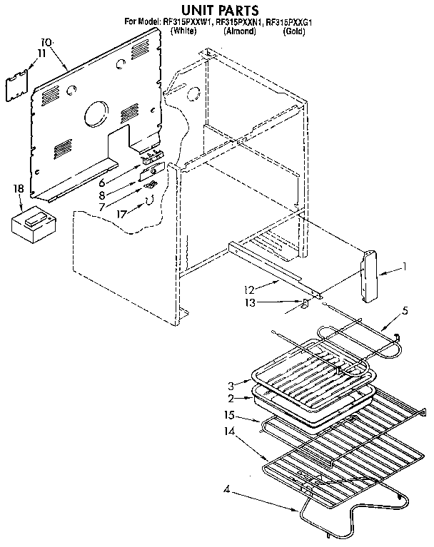 Whirlpool RF315PXXN1 unit diagram