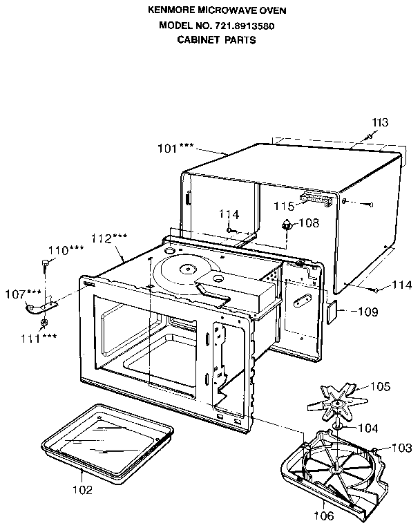 Kenmore 7218913580 cabinet diagram