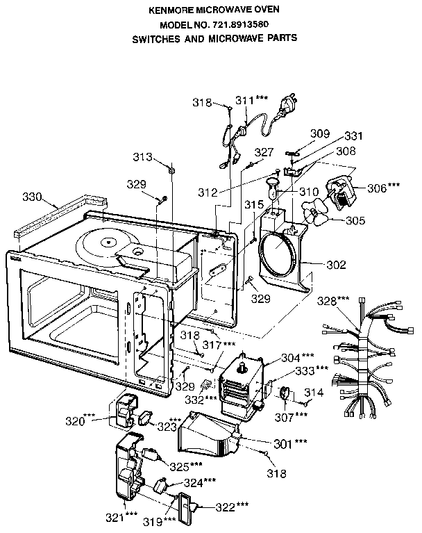 Kenmore 7218913580 switches and microwave diagram